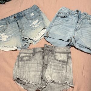 American Eagle Jean Shorts - Light Blue and Gray